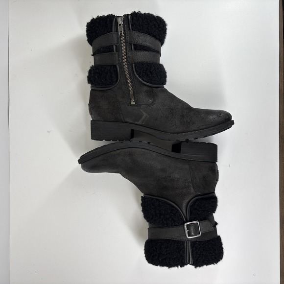 UGG Blayre III Women's US 9.5 Black Waterproof Leather Sheepskin Boots 1095153 - Picture 5 of 16